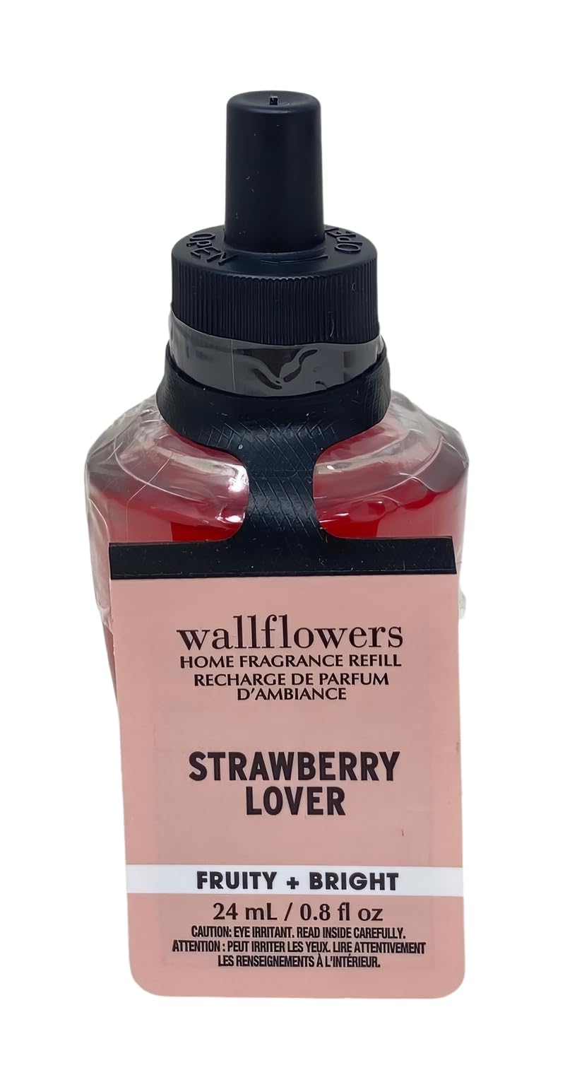 Bath & Body Works Strawberry Lover 2 Wallflowers Home Fragrance Refill Bulbs with a Peach Gardenia Sample Soap Beauty & Personal Care Bath & Body Works