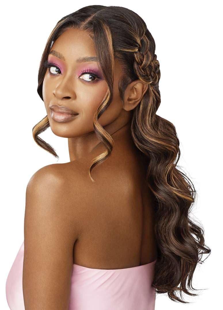 Outre Airtied 100% Fully Hand-Tied Wig - Human Hair Blend - Natural Body Wave 22" (NATURAL HONEY)