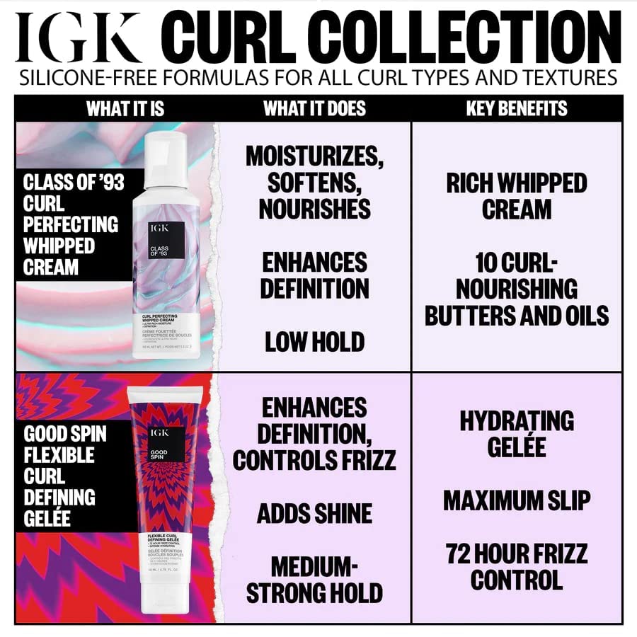 IGK CLASS OF ’93 Curl Perfecting Whipped Cream | Moisture + Definition + Softens | Vegan + Cruelty Free | 5.5 Oz Beauty & Personal Care IGK