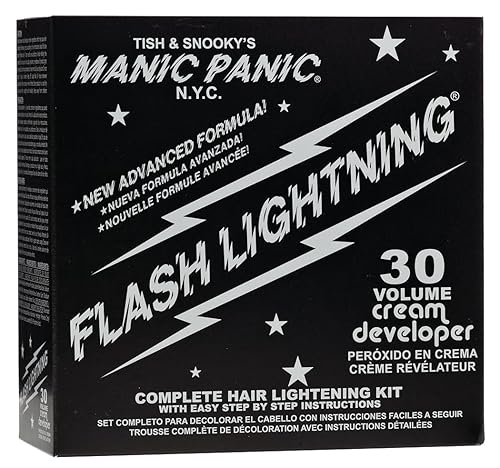 MANIC PANIC Flash Lightning Hair Bleach Kit - Bleach Powder + 30 Volume Developer - Hair Lightener for Dark Shades - Lifts Up to 5 Levels - Achieve Beauty & Personal Care MANIC PANIC