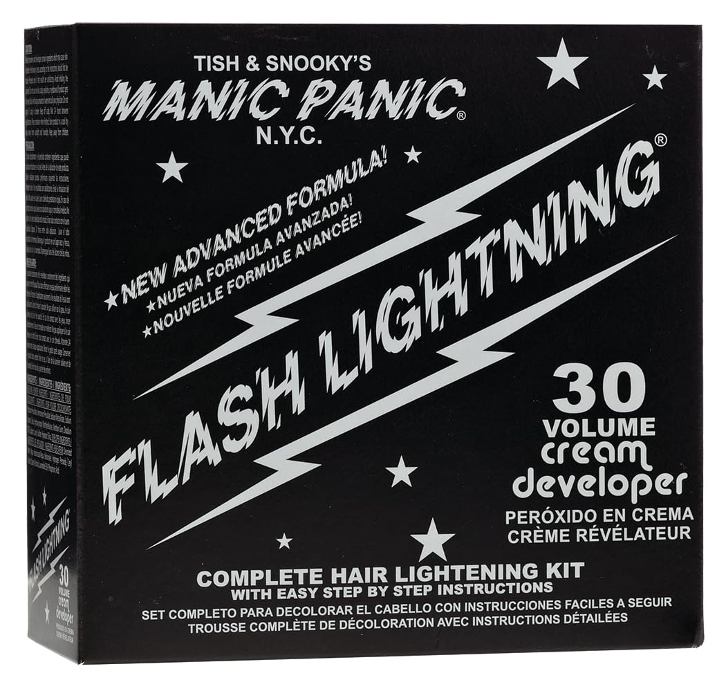 MANIC PANIC Flash Lightning Hair Bleach Kit - Bleach Powder + 30 Volume Developer - Hair Lightener for Dark Shades - Lifts Up to 5 Levels - Achieve Beauty & Personal Care MANIC PANIC