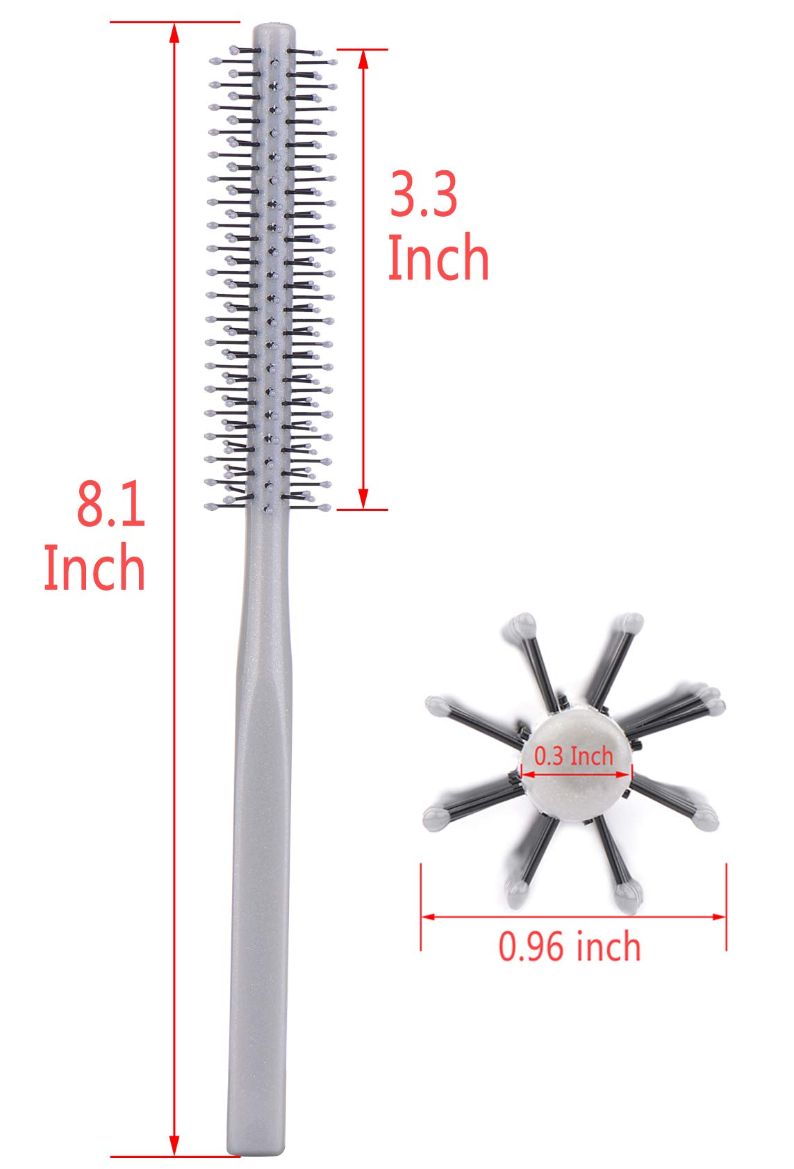 PERFEHAIR Small Mini Plastic Round Hair Styling Brush with Nylon Bristle for Short Hair Blow Drying, 1 Inch Diameter Barrel Beauty & Personal Care PERFEHAIR