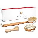 Dry Brushing Body Brush Set - Natural Bristle Spa Exfoliator Kit with Face Cleansing Brush, Long Dry Brushing Body Brush for Lymphatic Drainage Beauty & Personal Care ROSENA