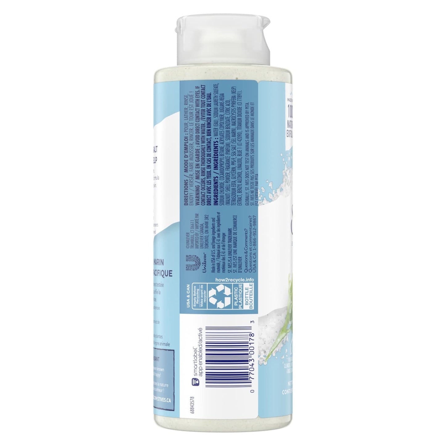 St. Ives Exfoliating Body Wash - Sea Salt & Pacific Kelp Scrub, Natural Body Wash, Body Soap, or Hand Soap with Plant-Based Exfoliants for Glowing Beauty & Personal Care St. Ives