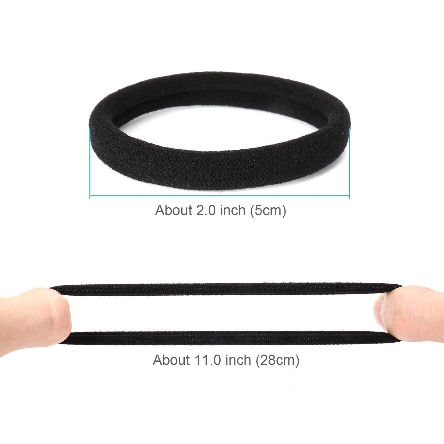Qarwayoc 50PCS Thick Hair Ties, Cotton Hair Ponytail Holders for Women Men, Seamless Large Hair Bands Ties, 2 Inch in Diameter, 5 Colors Beauty and Personal Care Qarwayoc