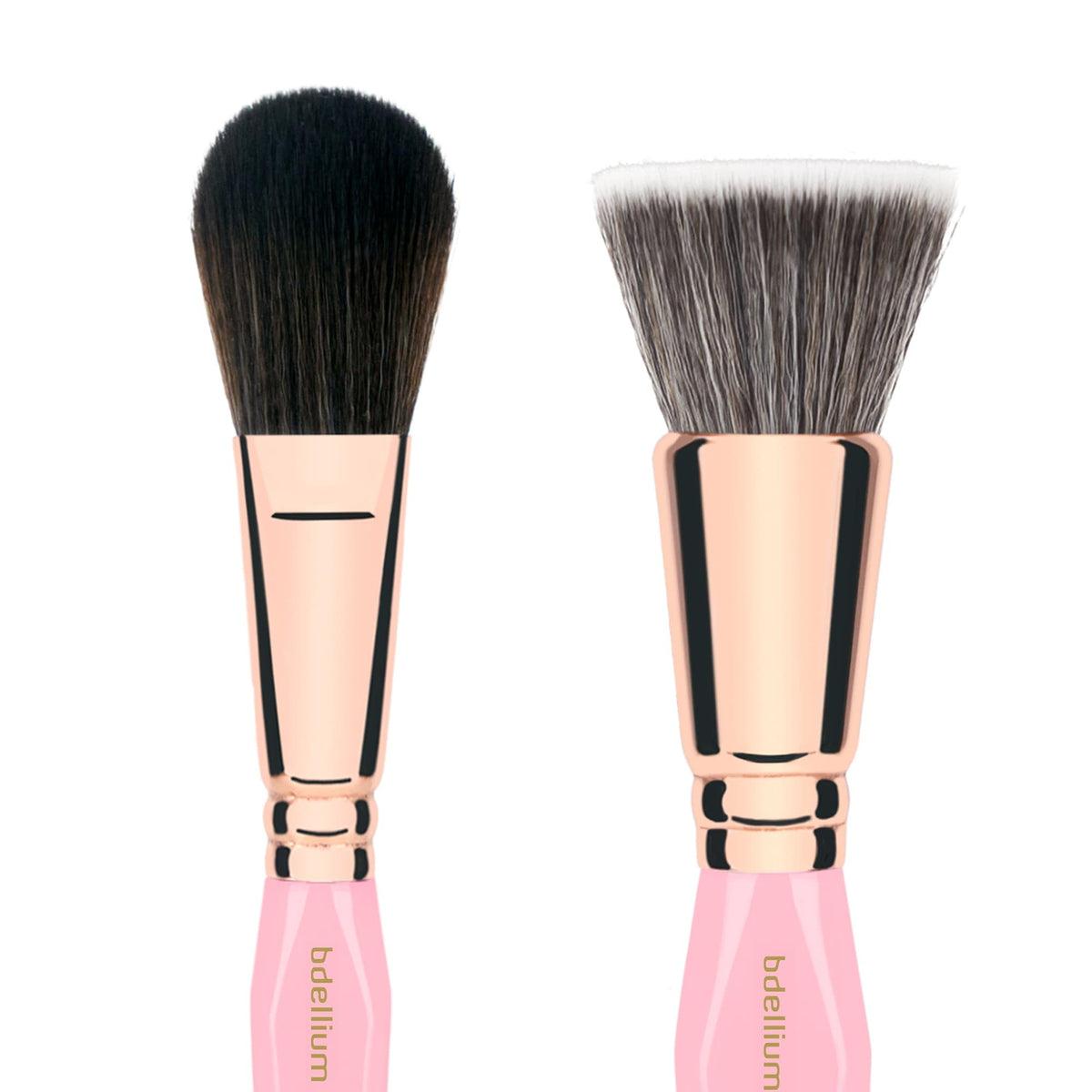 Bdellium Tools Pink Golden Triangle Face Makeup Brush Set - with Soft Synthetic Bristles and Rose Gold Brass Ferrule for a Flawless Appearance (Pink