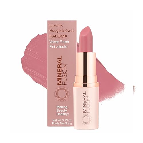 Mineral Fusion Long-Lasting Lipstick, Vivid & Smudge-Free Lip Color with Avocado Oil, Cocoa Seed Butter, Free of FD&C Dyes, Paraben and Gluten, Paloma Beauty & Personal Care Mineral Fusion