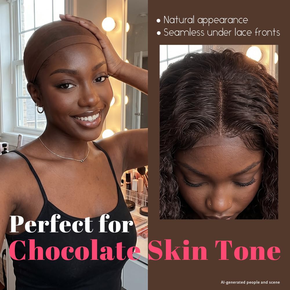 MYKURS Dark Brown Wig Caps for Women, Stocking Cap for Lace Front Wig, Brown Wig Cap for Chocolate Skin Tone, 24 PCS Beauty and Personal Care MYKURS