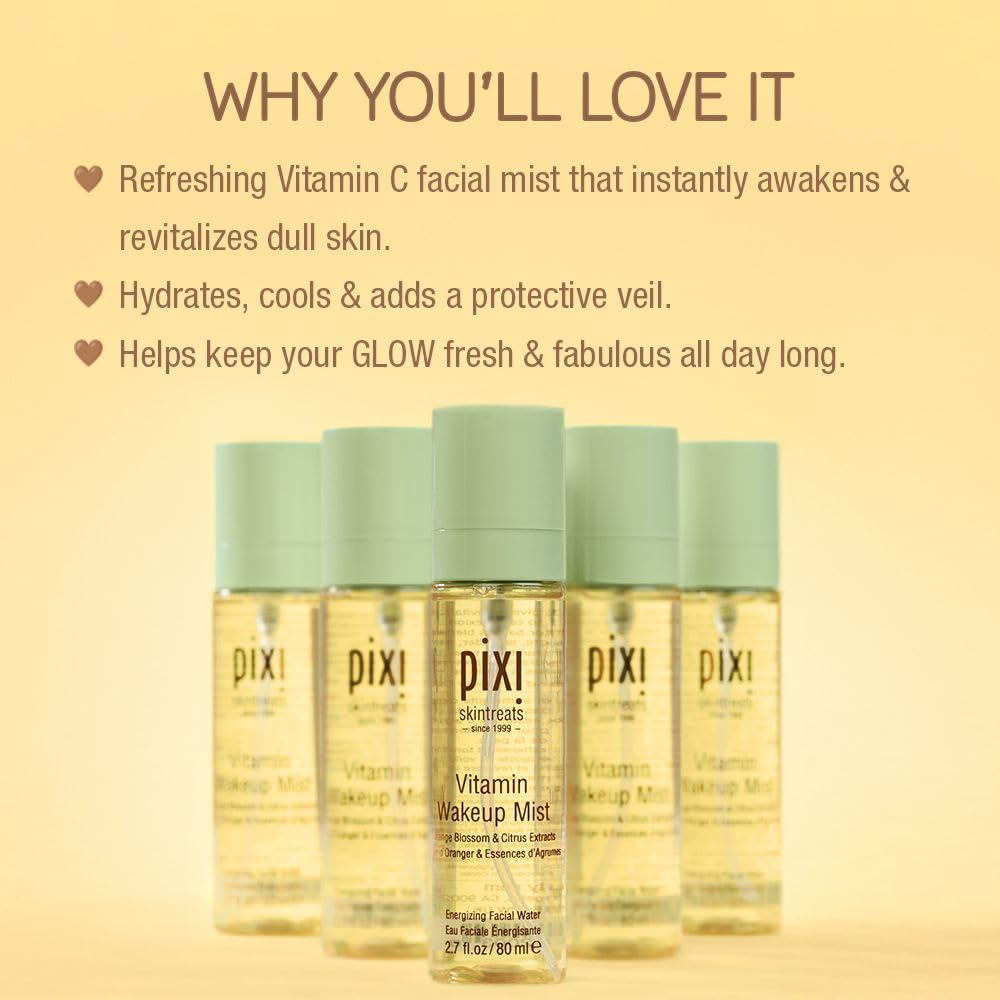 Pixi Vitamin-C Wakeup Mist | Helps Cool, Refresh, and Wake Up Skin | Adds Hydration | Boosting Treatment Toner | 2.7 fl oz / 80ml Beauty & Personal Care Pixi