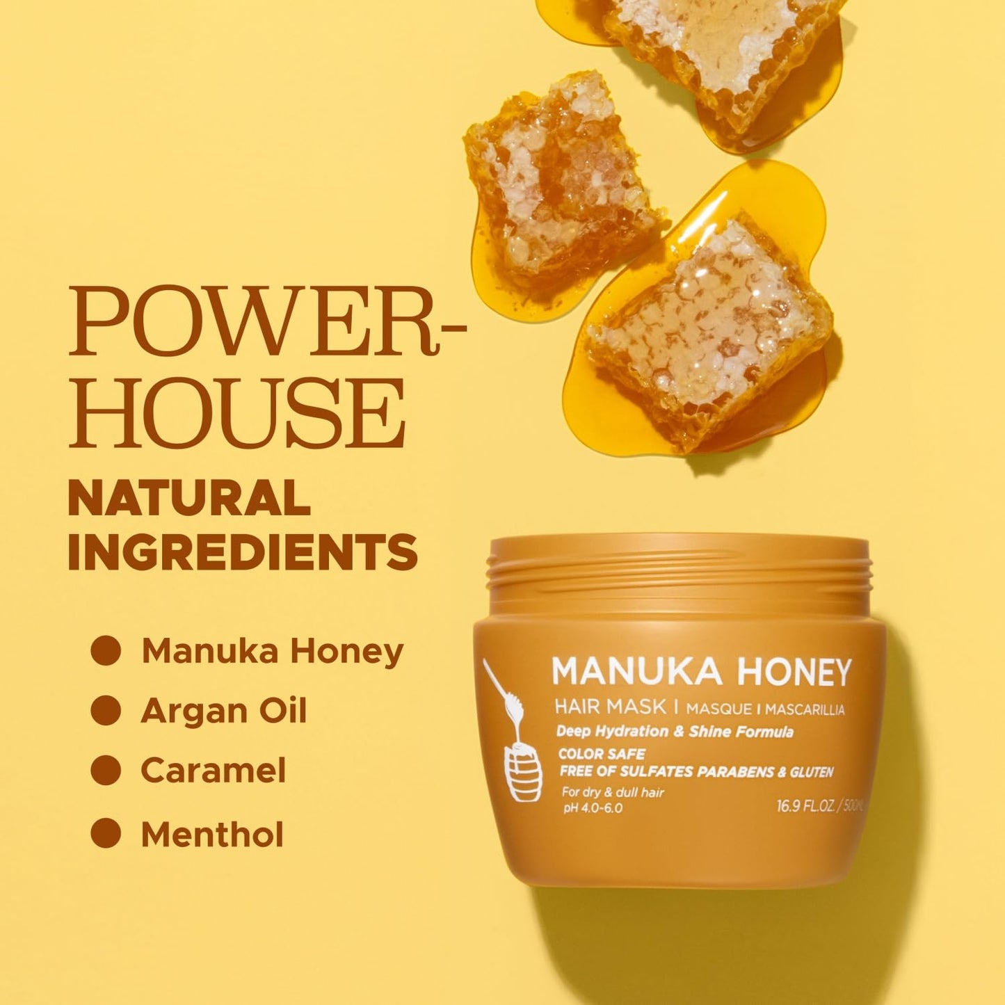 Luseta Manuka Honey Hair Mask Hydrates and Moisturizes Damaged Hair, Restores Shine to Dry, Dull Hair, Frizz Control and Sulfate Free 16.9oz Beauty & Personal Care L LUSETA