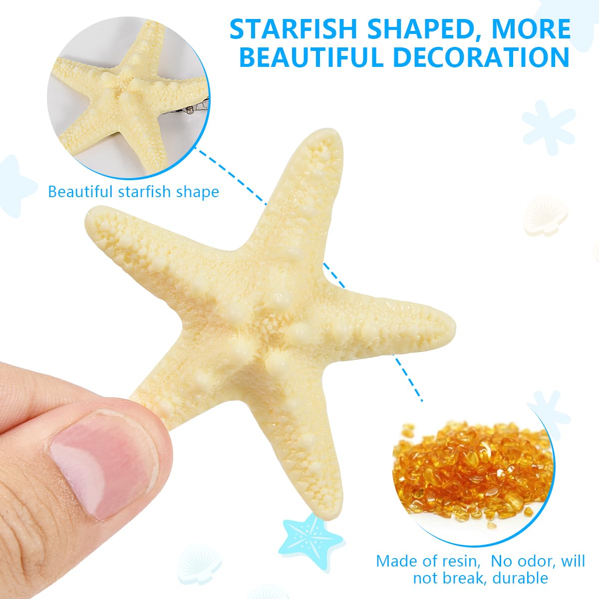 OBTANIM 2 Pcs Starfish Hair Clip Resin Beach Sea Star Hair Pins Mermaid Hair Clips Accessories for Women and Girls Beauty & Personal Care OBTANIM
