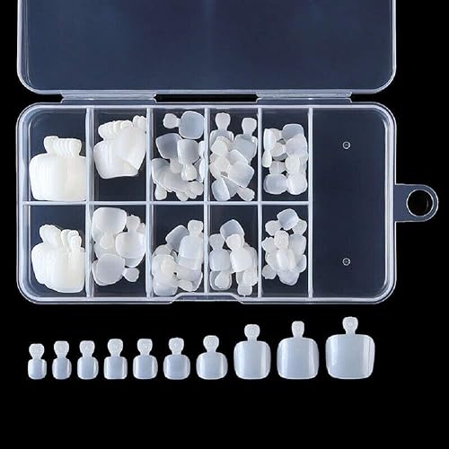 YIMART 500Pcs Fake Toenail Tips Set Nail Art Toe Decoration Full Cover False Toe Nail Tips for DIY Salon Foot Manicure Sticker Tools (White With Box) Beauty & Personal Care Yimart