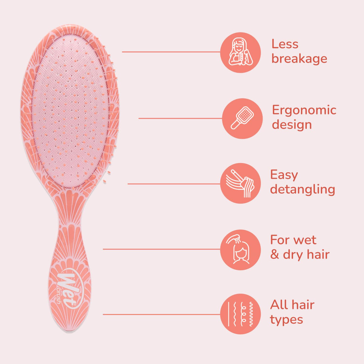Wet Brush Original Detangler, Sunshine & Seashells (Coastal Charm), Ultra-Soft IntelliFlex Bristles Glide Through Tangles, Detangling Hair Brush (Wet