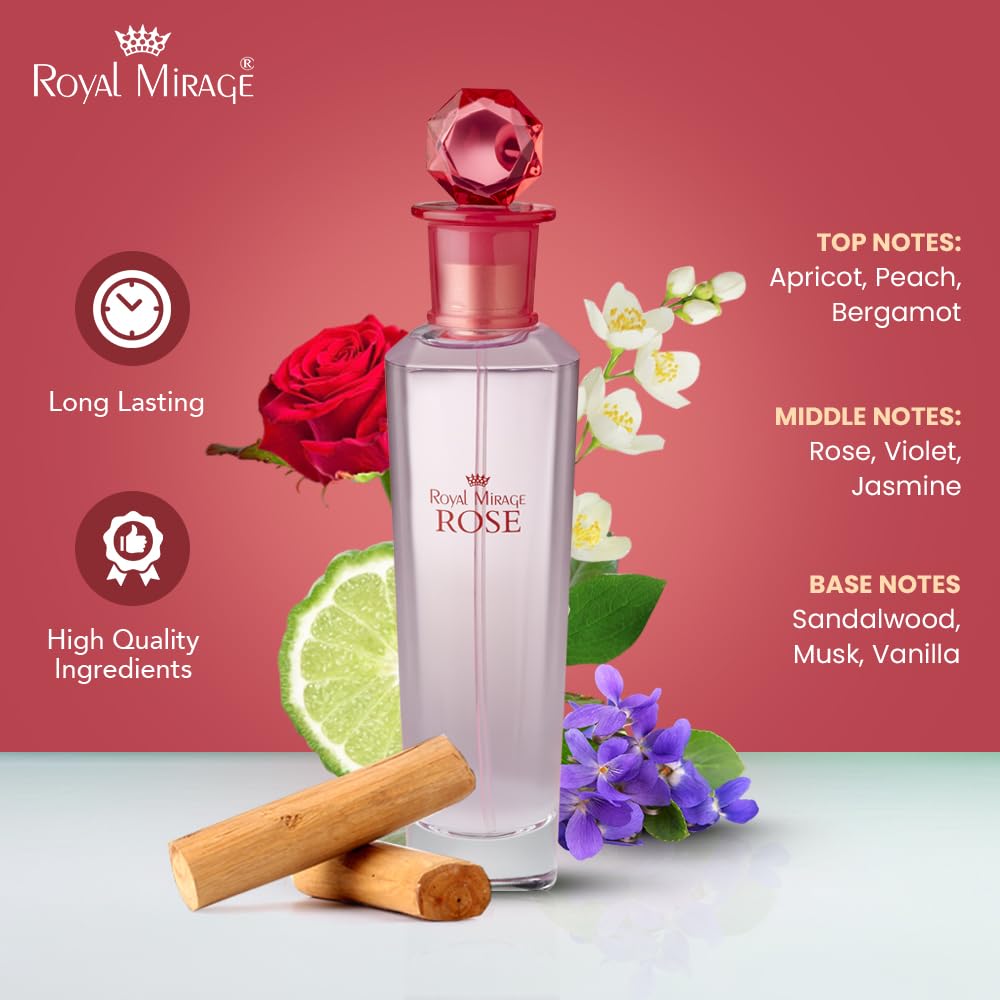 Royal Mirage Rose Eau de Toilette for Women - Premium Floral Fruity Perfume 100ml with Peach & Jasmine - Long-Lasting Feminine Fragrance Spray Beauty & Personal Care Royal Mirage