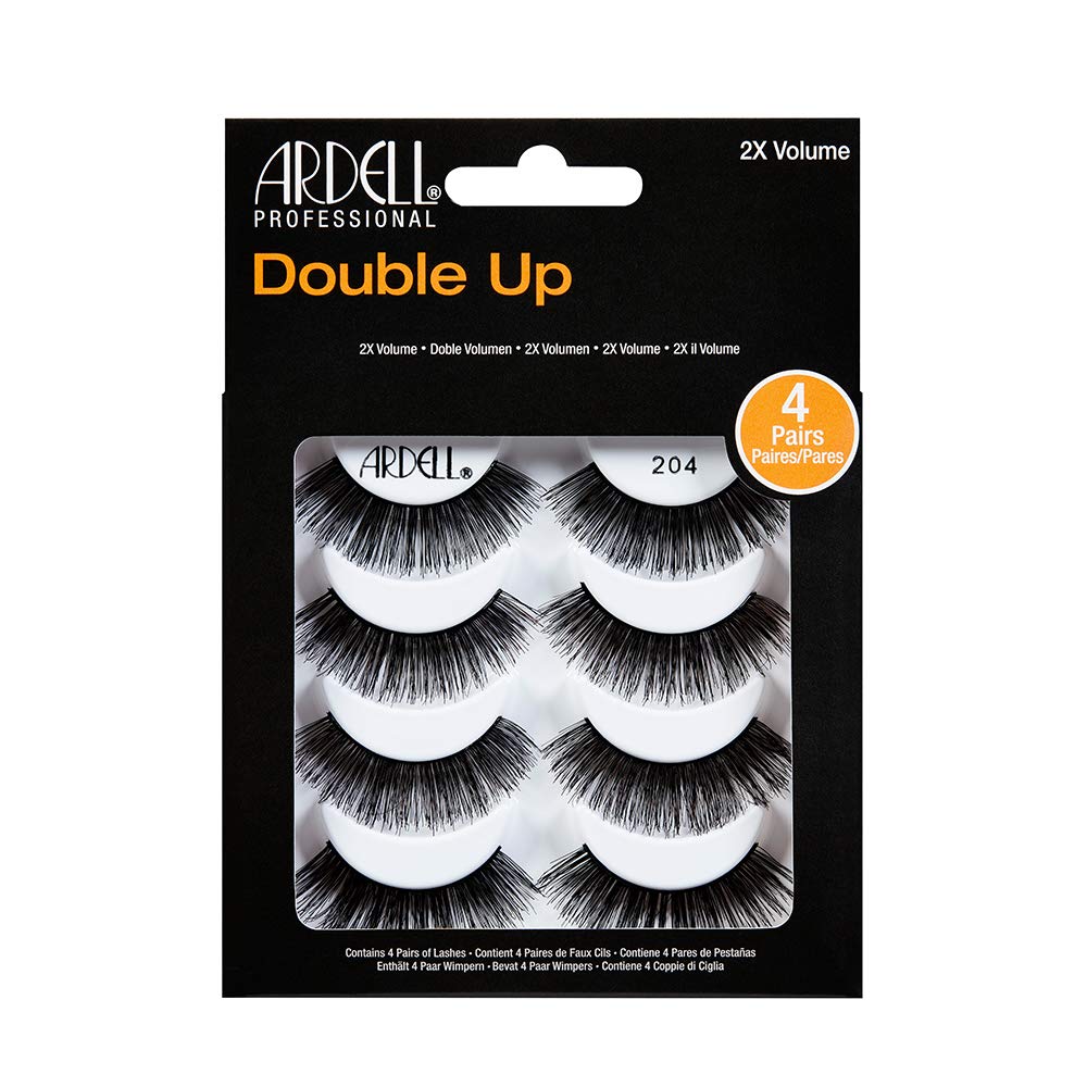 Ardell False Eyelashes Double Up 204 - Dramatic Volume & Length Strip Lashes, Synthetic Fiber Reusable Fake Lashes 1 Pack