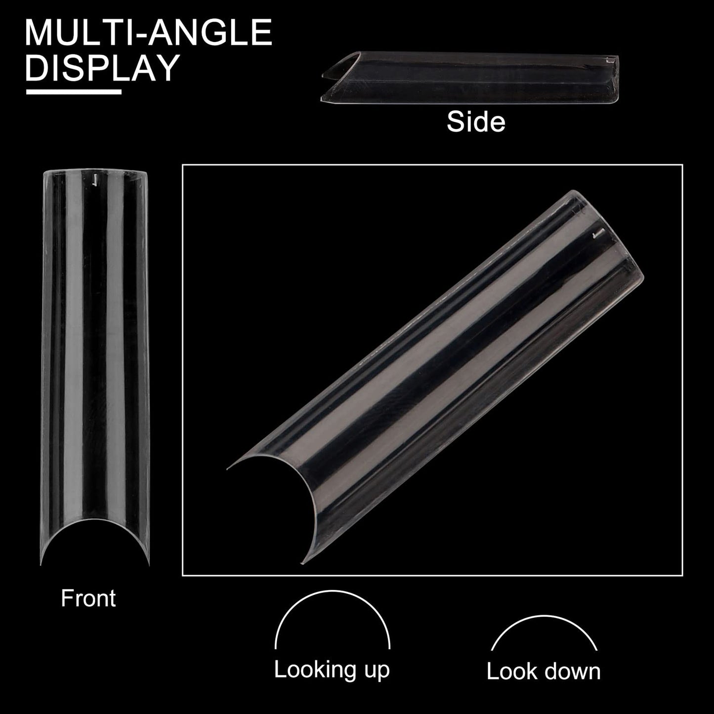 Square C Curve Extra Long Nail Tips, Half Cover Clear Acrylic Fake Nail Tips, Press On Nail False Nails with Case for Nail Salons and DIY Nail Art Beauty & Personal Care Defuber