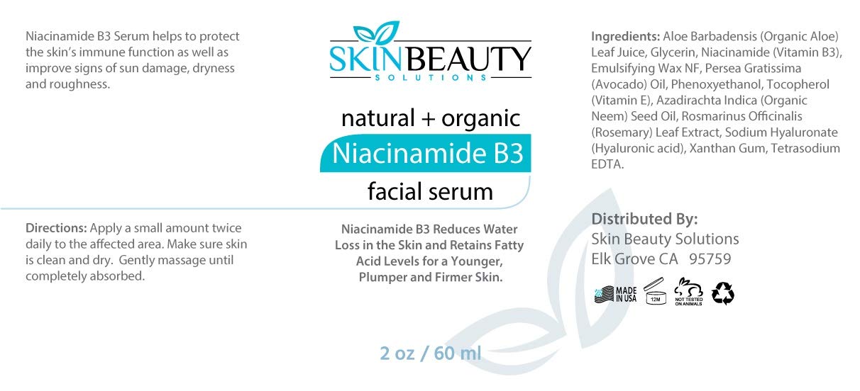 NIACINAMIDE 5% B3 Face Serum Advanced Formula with 5% Niacinamide Vitamin B3 for Younger, Plumper, Firm (2 oz /60 ml) Beauty & Personal Care Skin Beauty Solutions