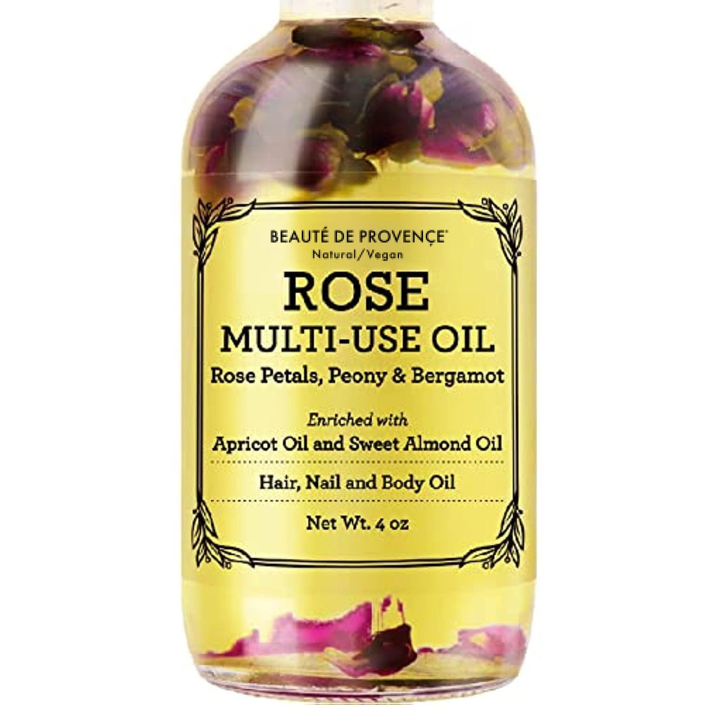 BEAUTE DE PROVENCE Multi-Use Oil for Face, Body and Hair - Organic Blend of Apricot, Vitamin E and Sweet Almond Oil Moisturizer for Dry Skin, Rose Beauty & Personal Care BEAUTE DE PROVENCE