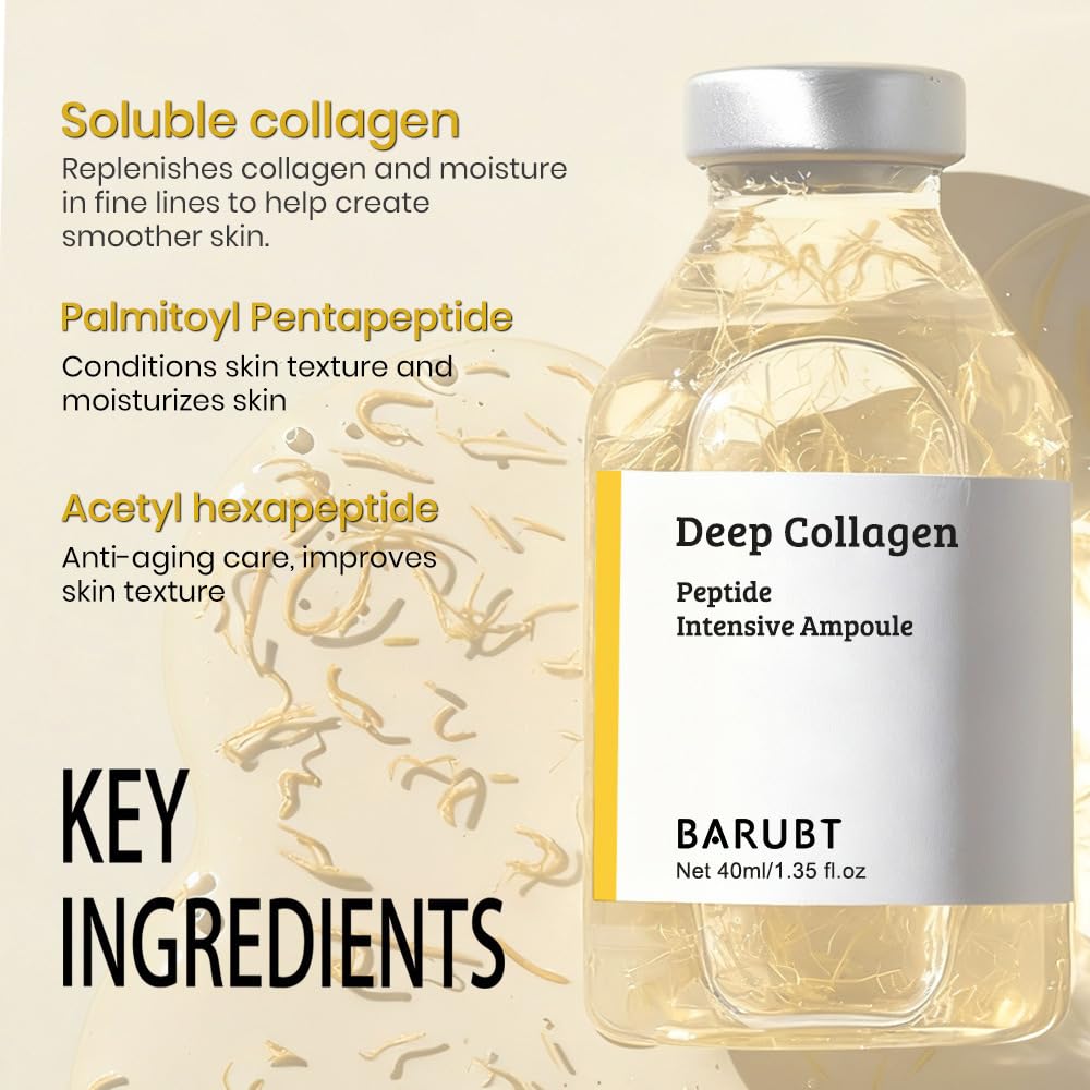 BARUBT Deep Collagen Peptide Intensive Ampoule, Korean Anti-Aging Facial Serum for Face Tightening, Lifting, Smoothing, Hydrating, 40ml, 2 Pack Beauty & Personal Care LIHUOMEI