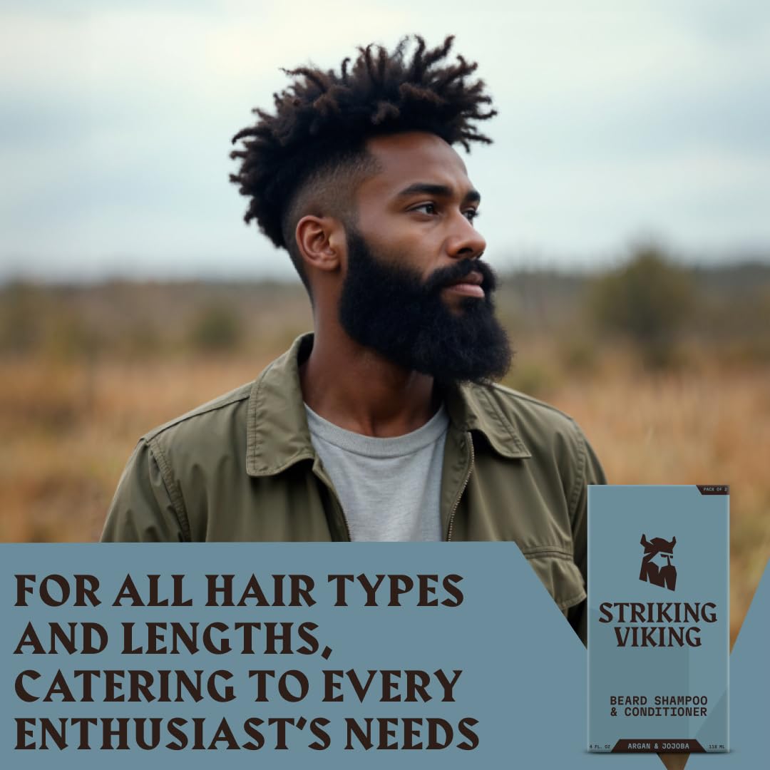 Striking Viking Beard Shampoo and Conditioner Set - 4 Fl Oz Each, Fresh Masculine Scent - Beard Wash and Conditioner for Men - Cleanses & Softens Beauty & Personal Care Striking Viking