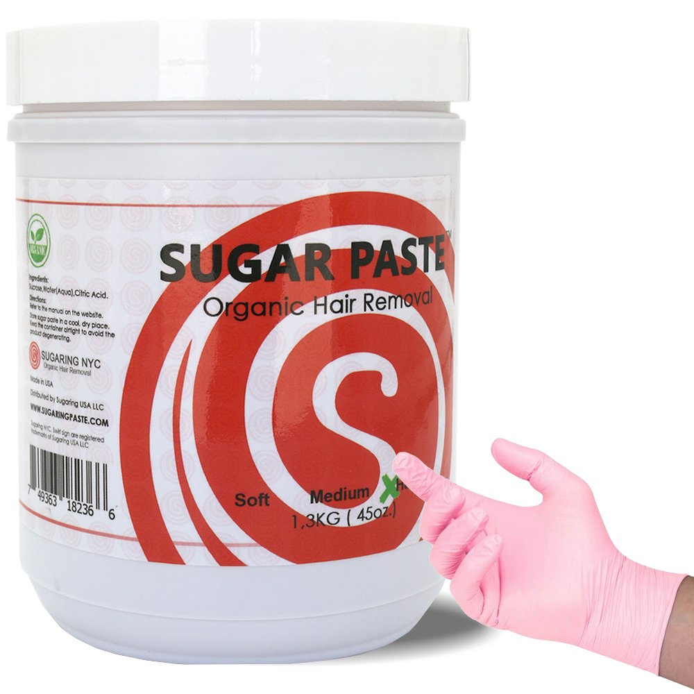 Hard Sugaring Paste for Legs, Arms and Chest with a Set of Sugaring Latex Gloves (4 pieces) Beauty and Personal Care Sugaring NYC