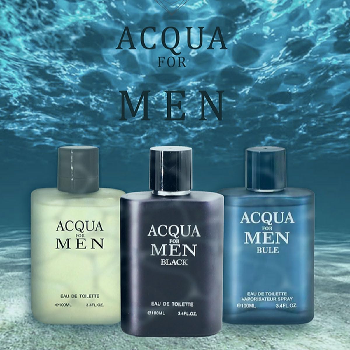 EBC Perfume Acqua Black Men Perfume 100ml Eau De Parfum Vaporisateur Spray - Long Lasting, Sea Notes, Bergamot, Oil From France ! Beauty & Personal Care EBC Perfume