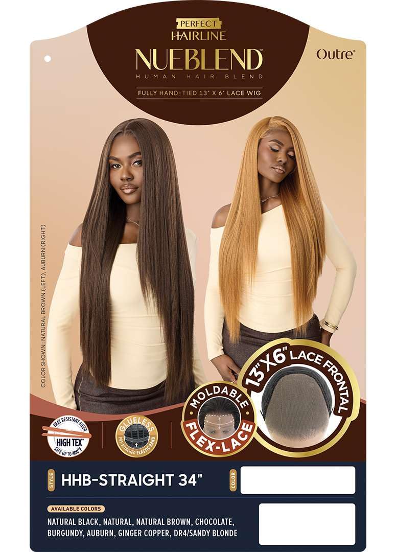 Outre Lace Front Wig - Perfect Hair Line 13X6 - NUEBLEND - Human Hair Blend - Straight 34" (NATURAL)
