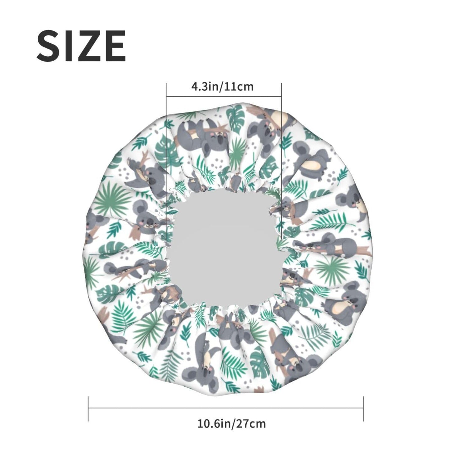 Funny Koala Shower Cap For Women Reusable Waterproof Double Layers Bath Cap Hair Protection Elastic Ladies Spa Salon Shower Hat Beauty and Personal Care YUZEKABZ