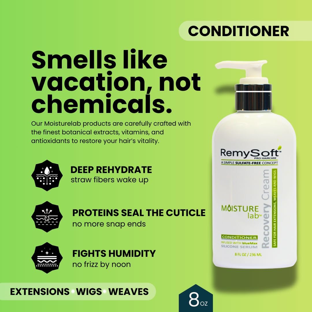 RemySoft Sulfate-Free Detangling Duo: Hydrating Shampoo + Recovery Conditioner for Human & Synthetic Extensions Wigs Weaves Lace Fronts - Moisturelab Beauty & Personal Care RemySoft