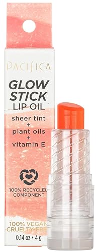 Pacifica Lipstick Oil - Glow Stick Lip Tint Oil - Hydrating Tinted Lip Balm with Vitamin E for Moisturized Lips, Sheer Tint & Natural Gloss, Vegan Beauty & Personal Care Pacifica