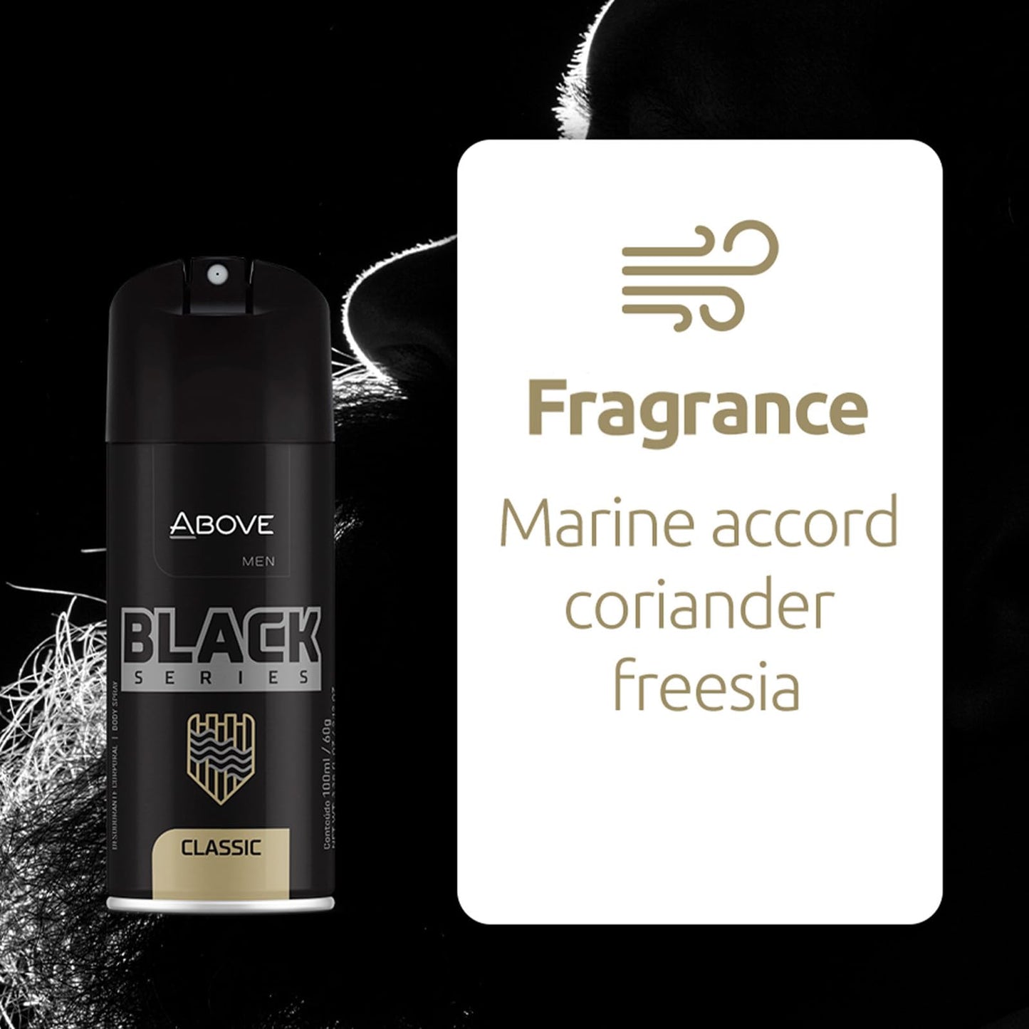 ABOVE Black Series Body Spray, Classic, 2.12 oz - Deodorant - Woody Fragrance - Masks Perspiration Odors - Long-Lasting Dry Spray - Cruelty-Free Beauty and Personal Care ABOVE