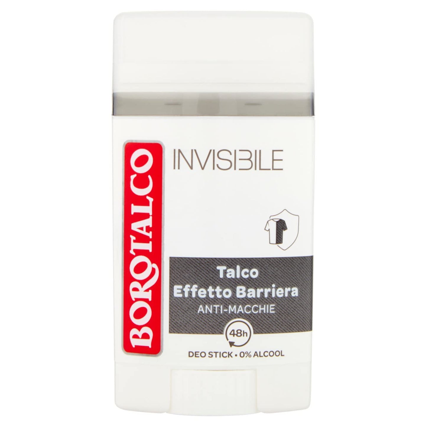 Borotalco Deodorante Stick Invisible Grigio, Formato 40 ml - Roll On Invisible Talc Barrier Effect 1.3 Fl Oz made in Italy Beauty and Personal Care Borotalco