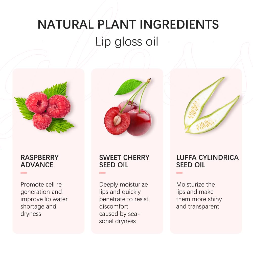 Fovcos Hydrating Lip Oil - Moisturizing, Plumping Lip Gloss Balm With Cherry Tint Beauty & Personal Care Fovcos