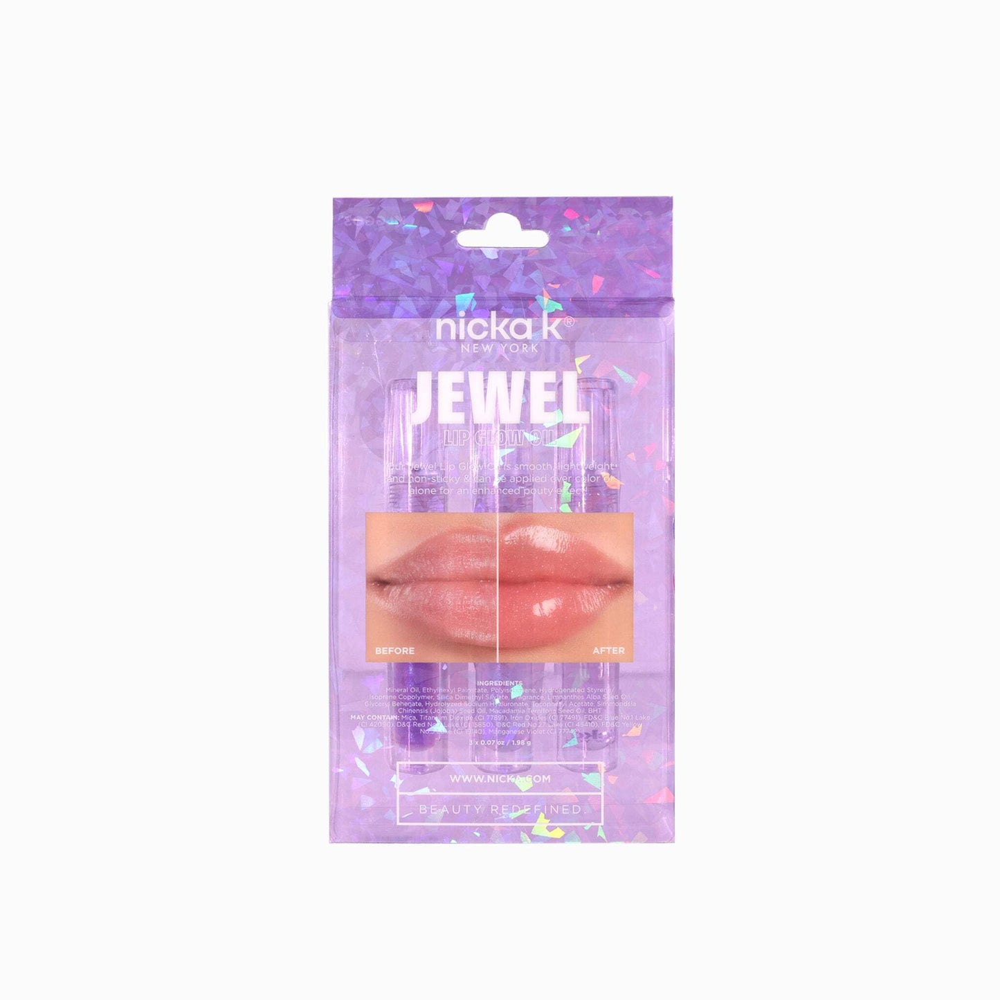 NICKA K NEW YORK Jewel Lip Glow Oil, Glossy Lips, Smooth, Lightweight, Non-Sticky (MLGGO3 Sapphire) Beauty & Personal Care NICKA K NEW YORK