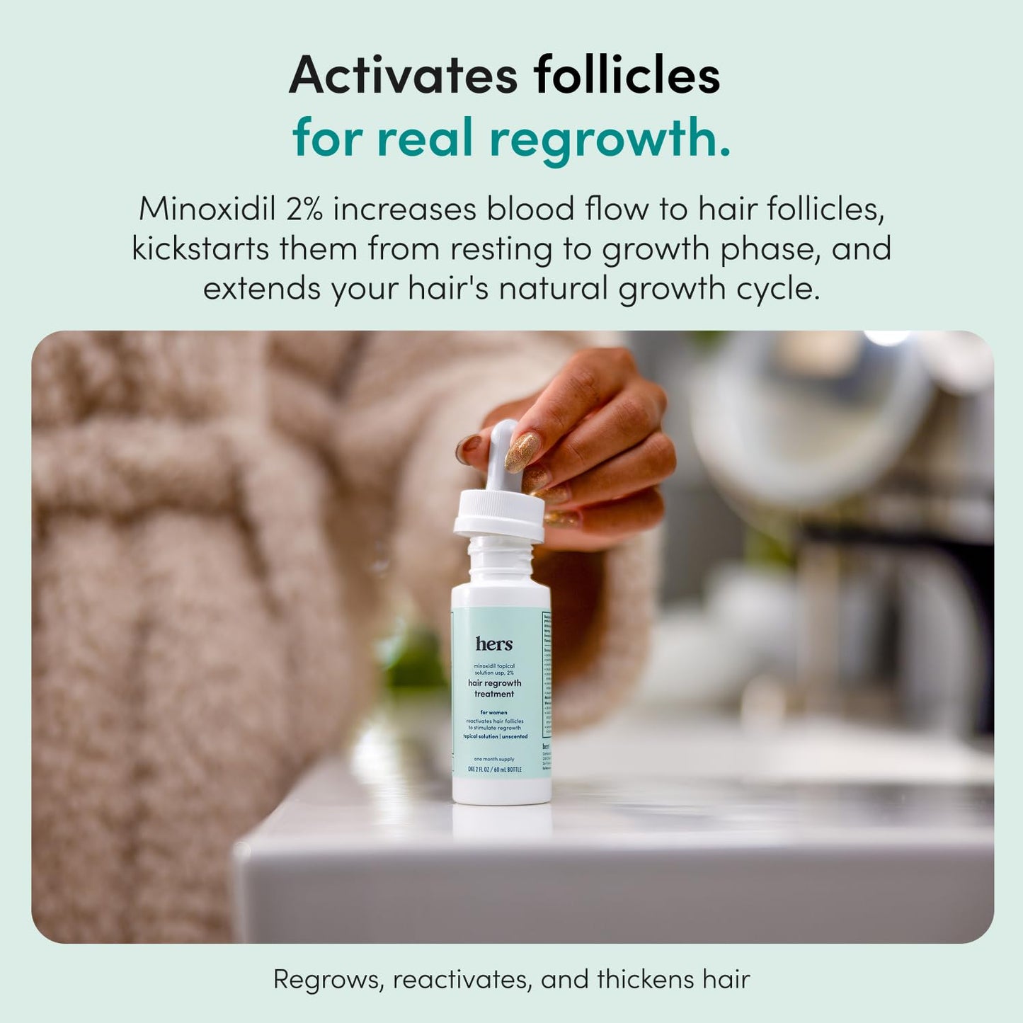 hers Hair Regrowth Treatment - Topical Minoxidil 2% Solution for Women - Supports Thicker, Fuller Hair - Non-Greasy - Unscented, 2 Pack Beauty and Personal Care HIMS & HERS
