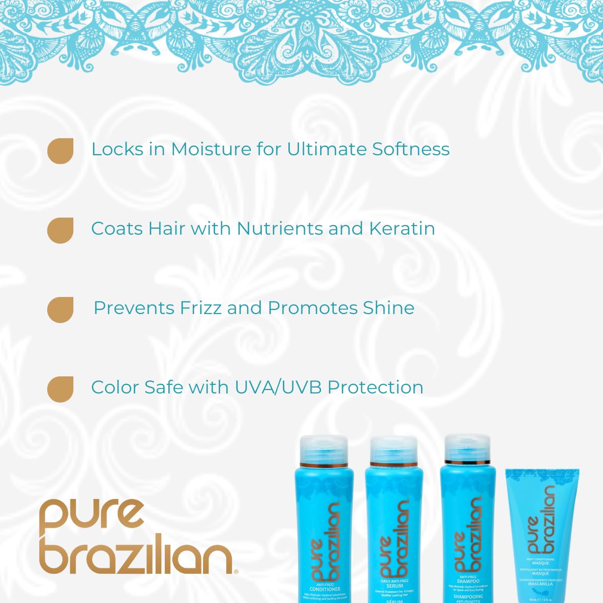 Pure Brazilian 4-Piece Essential Travel Size Kit: Anti-Frizz Shampoo, Conditioner, Serum & Masque Beauty & Personal Care Pure Brazilian