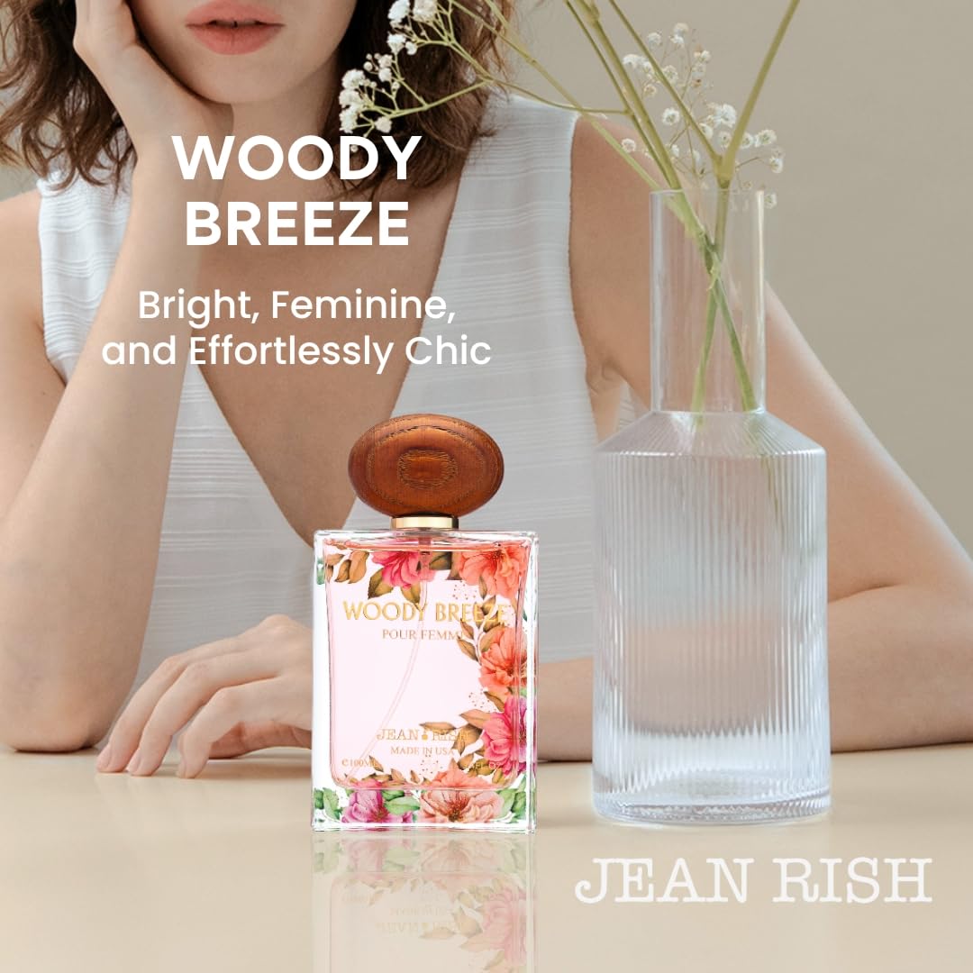 Jean Rish Woody Breeze Perfume for Women Eau De Parfum, Long-Lasting Luxury Fragrance, Made In USA - Pear, Jasmine, Iris, Vanilla, Patchouli Scent - Beauty & Personal Care Jean Rish