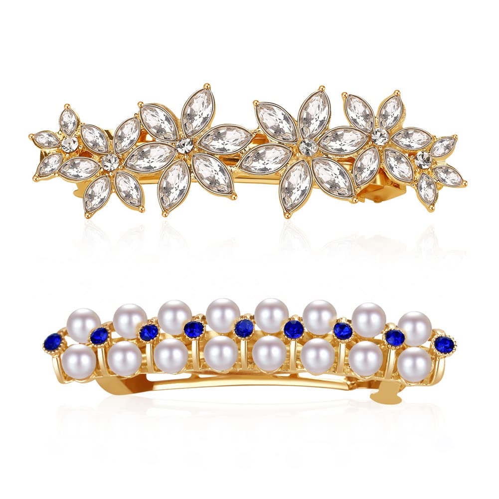 Flower Luxury Jewelry Design Pearl Hair Clips Hairpin Rhinestone Hair Barrette Clip,Women Girls Hair Accessories for Party Wedding Daily Diamond Clips Beauty & Personal Care Wingchold
