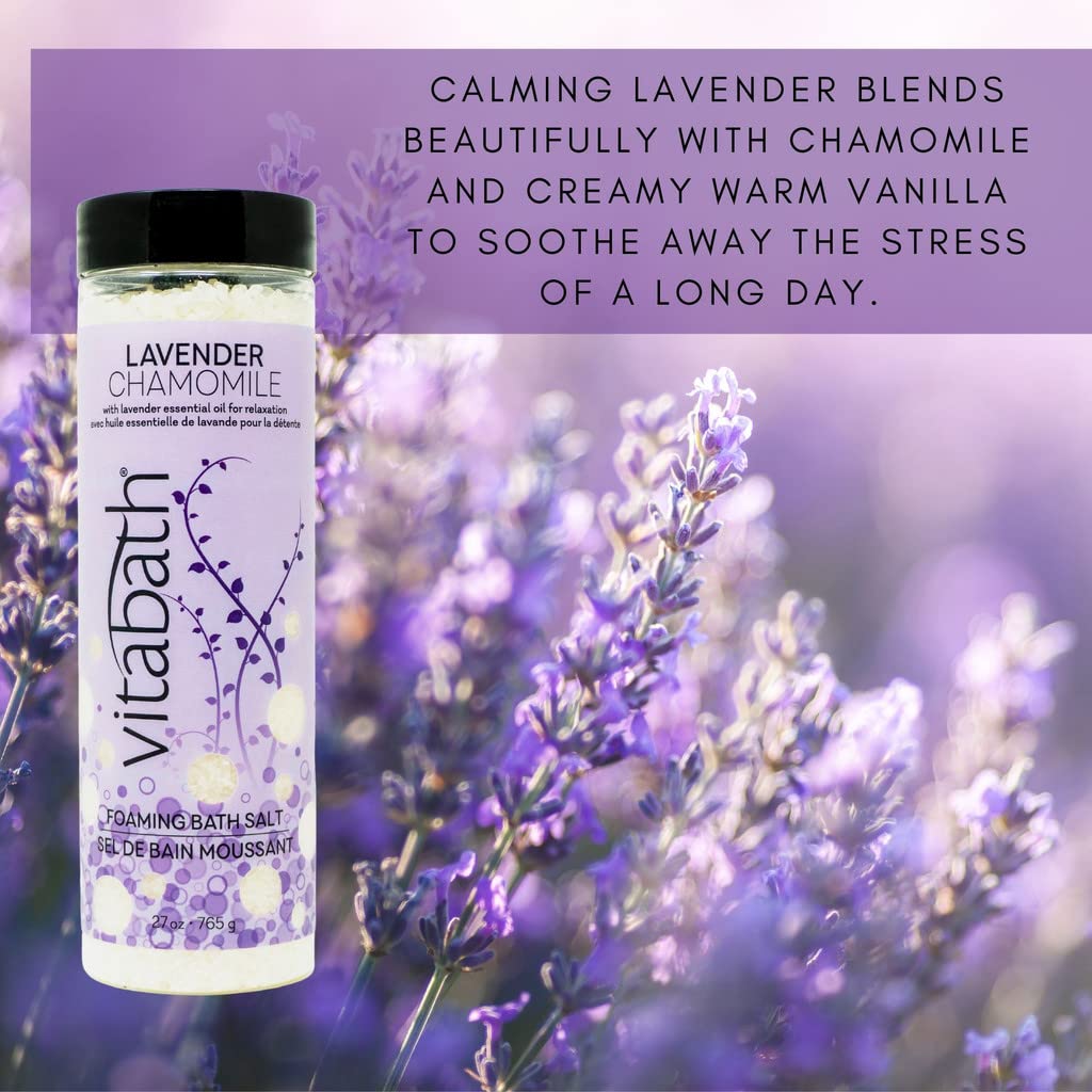 Vitabath Lavender Chamomile Foaming Bath Salts Relaxing Bubble Aromatherapy - Muscle & Body Ache Soothing Foamy Soak & Nourishing Skincare for Women Beauty and Personal Care Vitabath