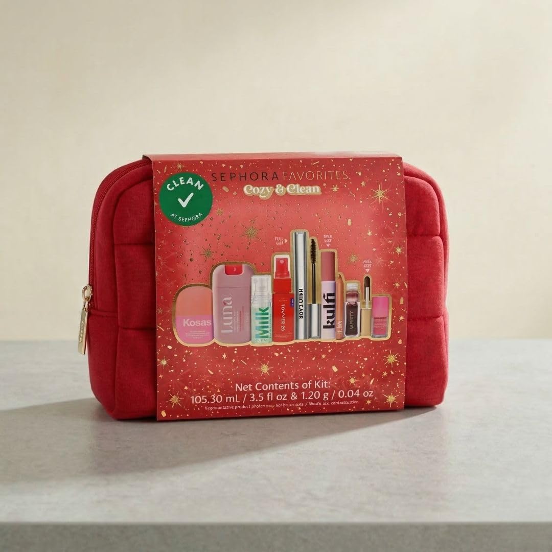 Sephora Cozy & Clean Makeup Holiday Gift Set - 9 Clean Beauty Essentials with Lip, Primer, Mascara & Skincare Beauty & Personal Care SEPHORA