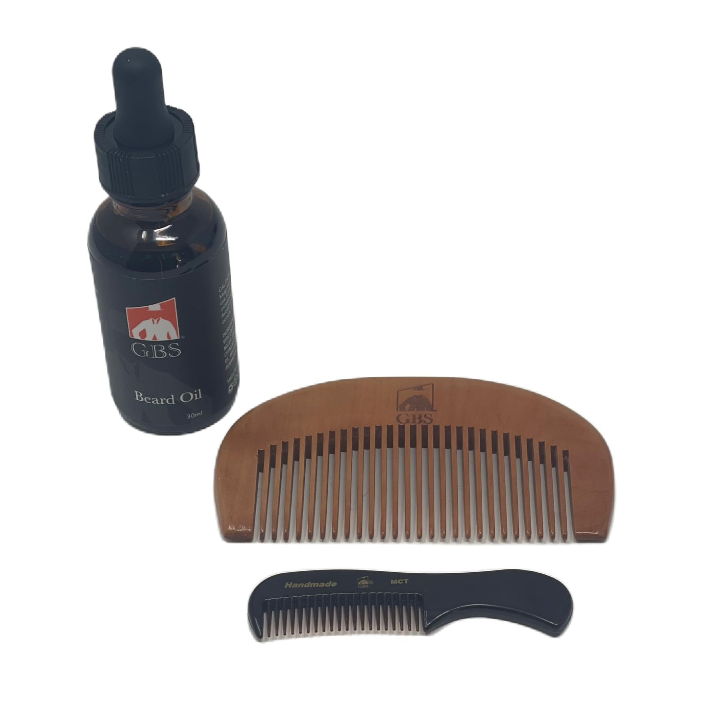 G.B.S Men's Grooming Set - Wood Beard Comb, Tortoise Beard and Mustache Comb 3 3/8in and 30ml Citrus Scented Beard Oil Beauty and Personal Care G.B.S