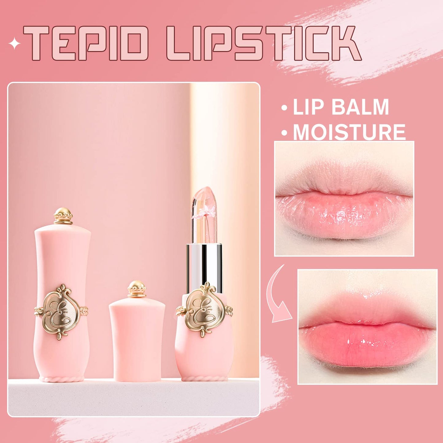 BestLand 6 Pcs/Set Flower Jelly Lipstick Set Temperature Change Moisturizer Long Lasting Nutritious Balm Magic Color Change Lip Gloss Beauty & Personal Care BestLand
