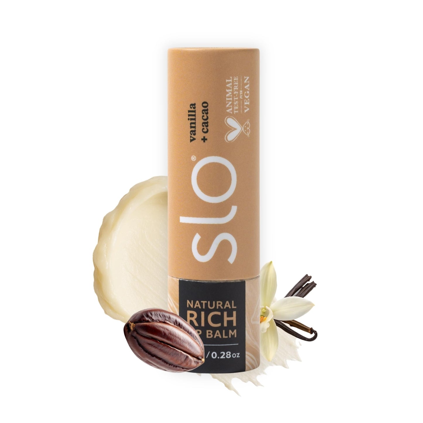 Slo Hydrating Lip Balm - All Natural Ingredients, Rich Lip Balm with Organic Jojoba, Rosehip, Cocoa Butter - Vegan, Cruelty-Free, Paper Packaging Beauty and Personal Care Slo