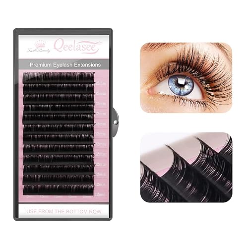 Qeelasee Faux Mink Silk Eyelash Extensions 0.03mm D Curl 13mm Semi-Permanent Individual Lashes Extension Professional Salon Use Beauty & Personal Care Qeelasee
