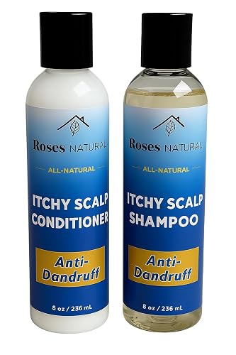 Itchy Scalp Shampoo & Conditioner Set, 8 oz Each, African Black Soap Shampoo, Dandruff shampoo & Conditioner, All-Natural Treatment, Dry & Itchy Scalp Beauty & Personal Care Roses Natural
