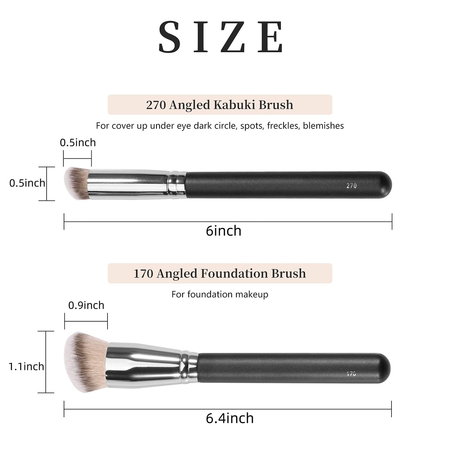 Kugge Under Eye Concealer Brush & Foundation Brush for Liquid Makeup, 2PCS Dense Synthetic Angled Kabuki Blending Makeup Brush, for Liquid, Cream Beauty & Personal Care Kugge