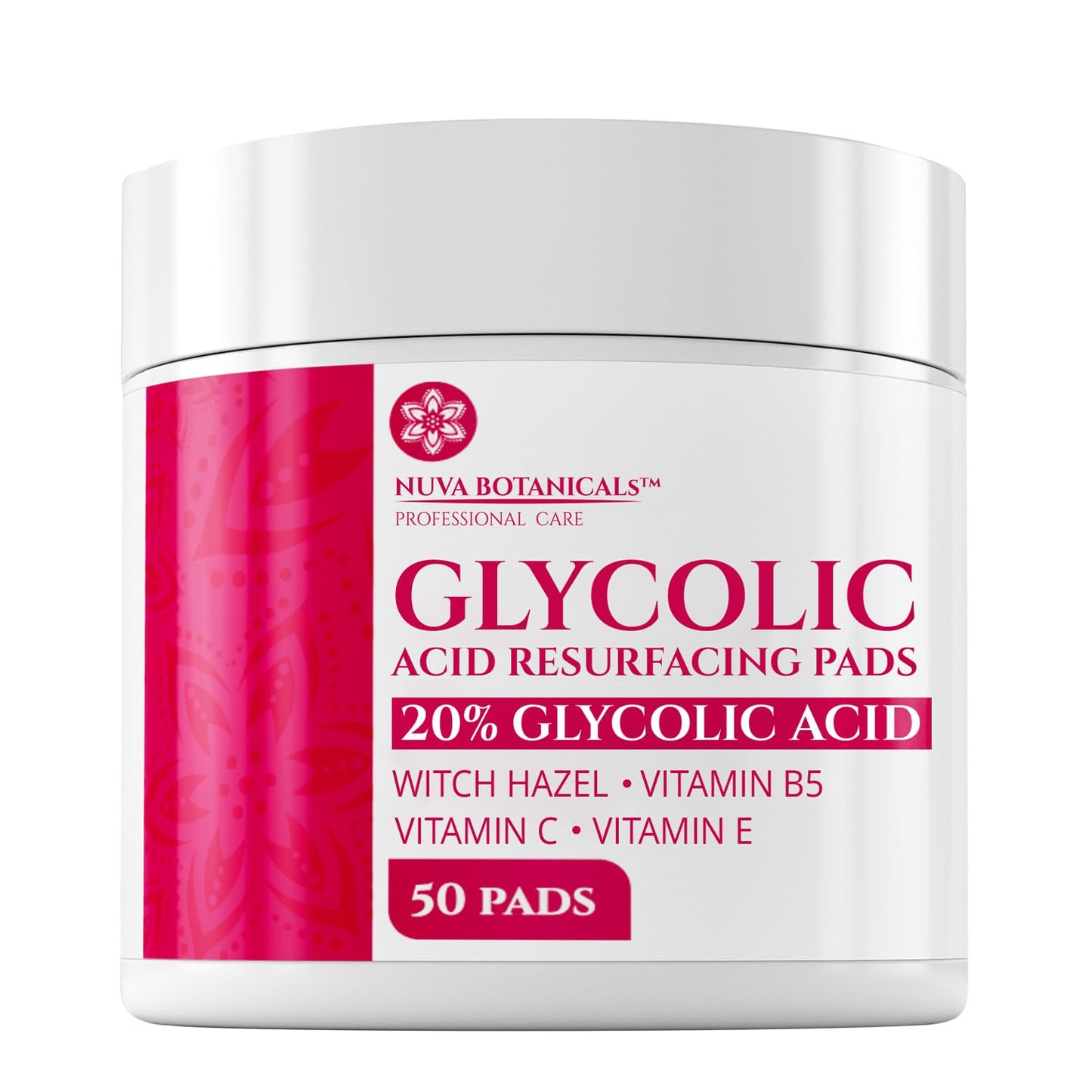20% Glycolic Acid Exfoliating Pads 50 Ct – At-Home Chemical Peel with Vitamin C | Face Pads for Acne, Wrinkles, Dark Spots & Smooth Skin Beauty & Personal Care Nuva Botanicals