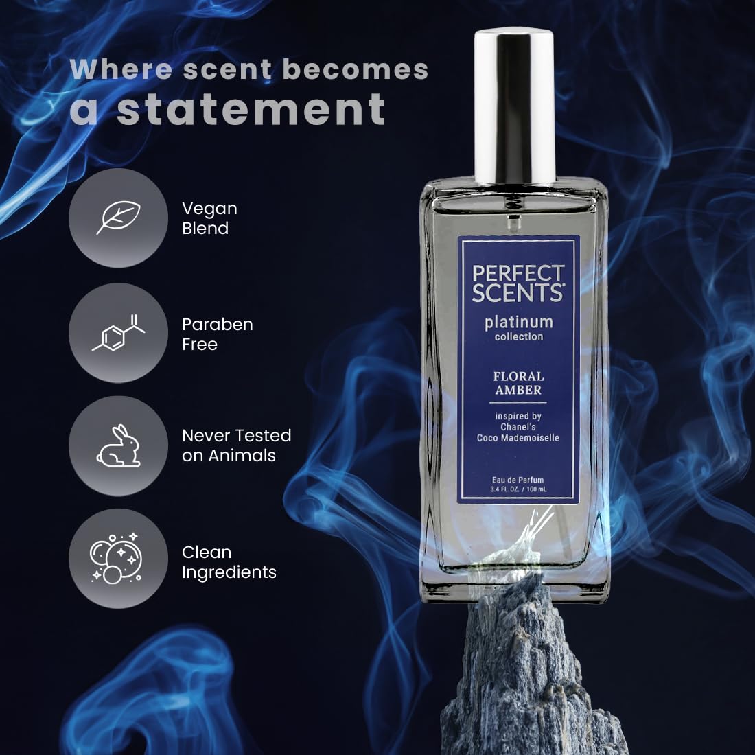 Perfect Scents Fragrances | Inspired by Chanel’s Coco Mademoiselle | Platinum Collection | Floral Amber | Women’s Eau de Parfum | Vegan, Paraben Beauty & Personal Care Instyle Fragrances