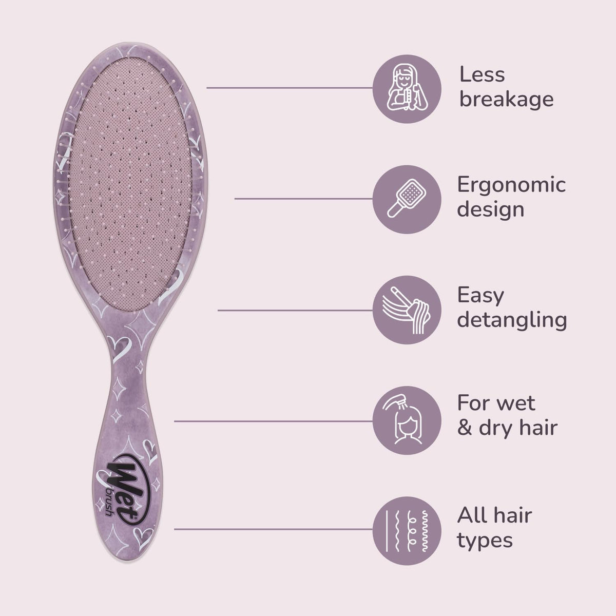Wet Brush Original Detangler Hair Brush, Stitch & Angel (Disney Love), Ultra-Soft IntelliFlex Bristles, Detangling Bristles Glide Through Tangles (Wet