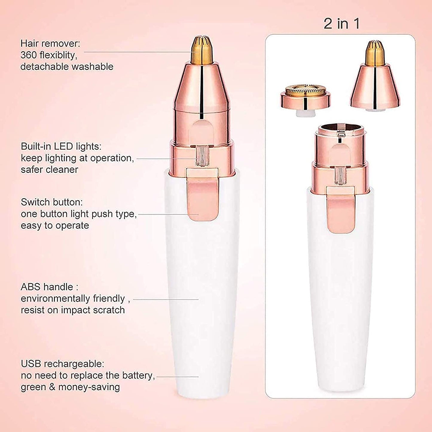 LEONYS Eyebrow Hair Remover, Rechargeable Eyebrow Trimmer, Painless-Precision Portable Electric Eyebrow Razor Tool for Face Lips Nose Facial Hair Beauty and Personal Care LEONYS
